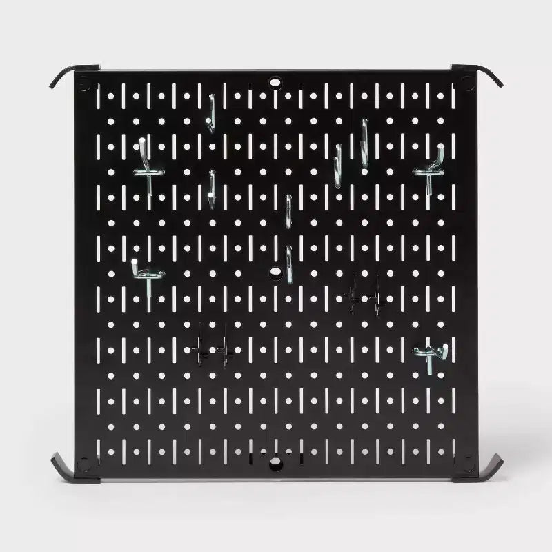 16" Square Metal Pegboard - Brightroom™: Wall & Garage Storage Organizer, Carbon Steel, Black, 100 lb Capacity