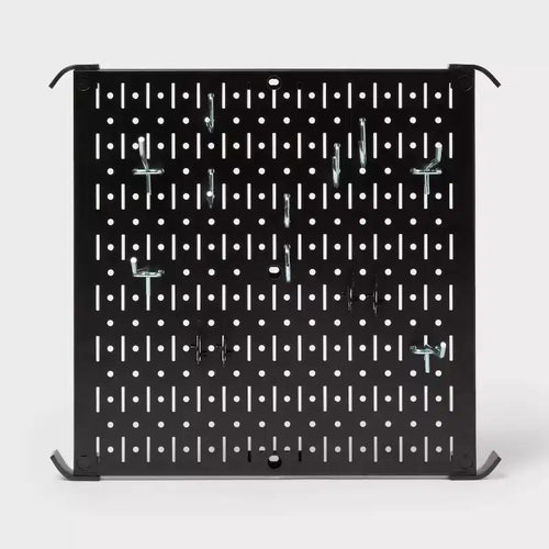 16" Square Metal Pegboard - Brightroom™: Wall & Garage Storage Organizer, Carbon Steel, Black, 100 lb Capacity