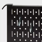 Panneau perforé métallique carré noir de 40 cm – Organisateur de rangement mural et de garage, capacité de 45 kg