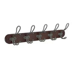 Spectrum Diversified Millbrook Wall Mount 5 Hook Wood Rack: Portable Universal Storage, Metal & Wood, Multicolored