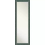 18"x52" Non-Beveled Upcycled Wood on The Door Mirror Teal/Gray - Amanti Art