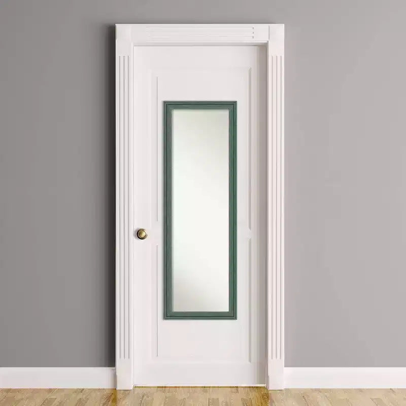 Miroir de porte pleine longueur non biseauté 18"x52" avec cadre en bois recyclé sarcelle/gris