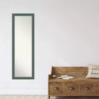 Miroir de porte pleine longueur non biseauté 18"x52" avec cadre en bois recyclé sarcelle/gris