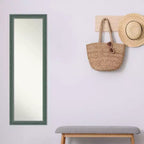 Miroir de porte pleine longueur non biseauté 18"x52" avec cadre en bois recyclé sarcelle/gris