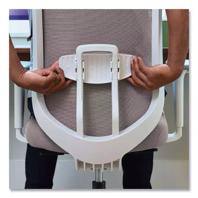 Chaise de bureau dossier maille réglable en hauteur gris/blanc