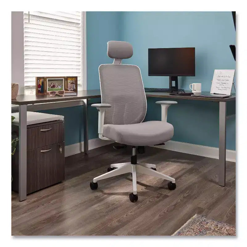 Chaise de bureau dossier maille réglable en hauteur gris/blanc