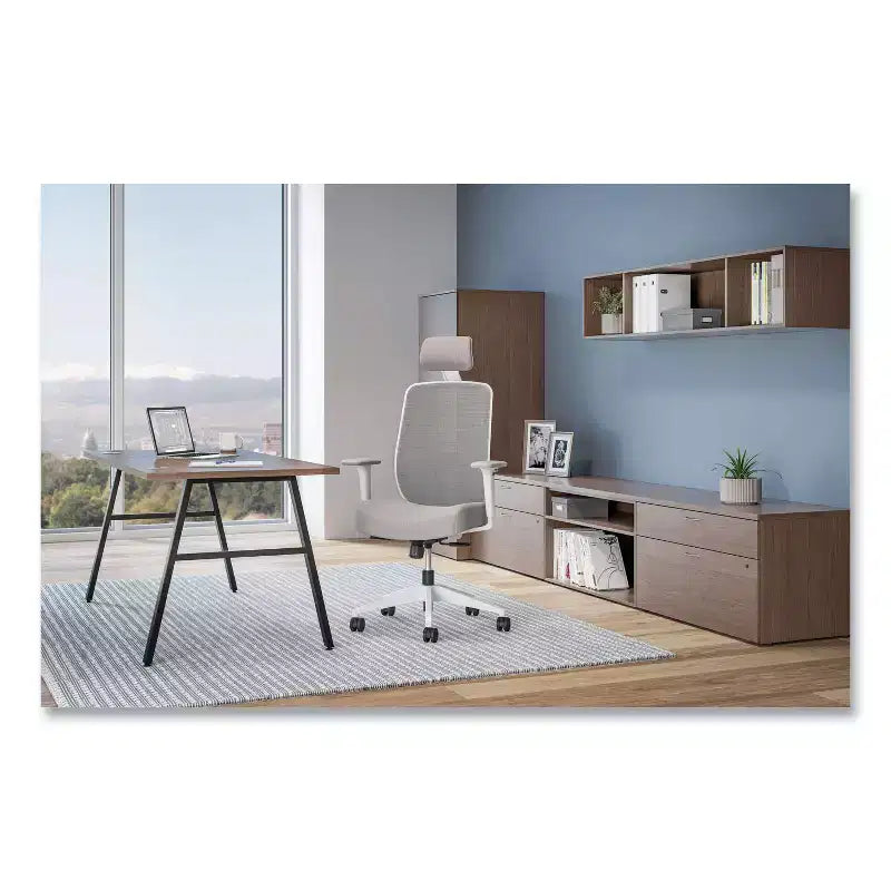 Chaise de bureau dossier maille réglable en hauteur gris/blanc