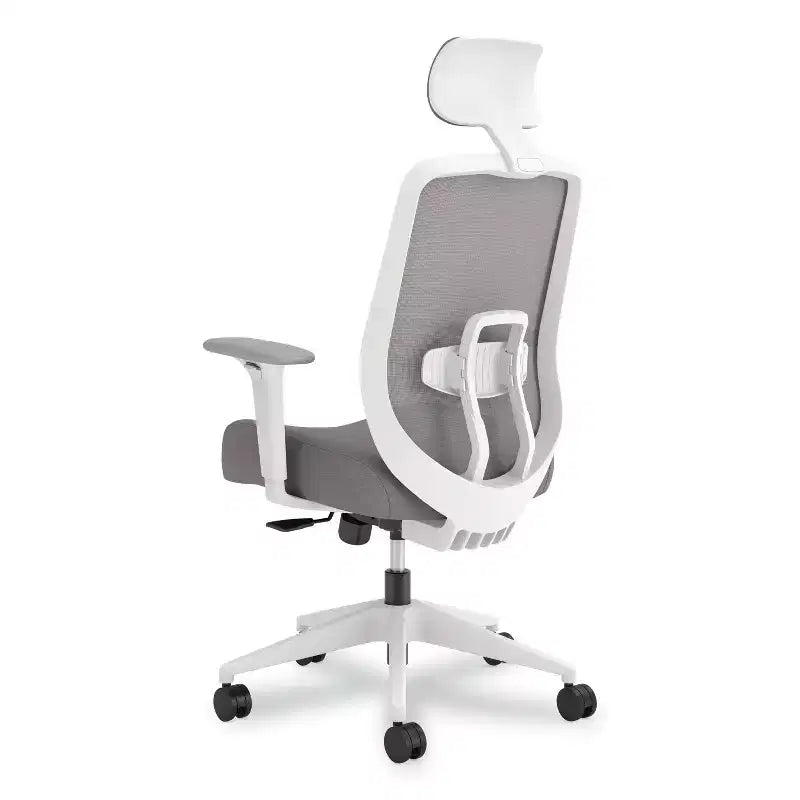 Chaise de bureau dossier maille réglable en hauteur gris/blanc