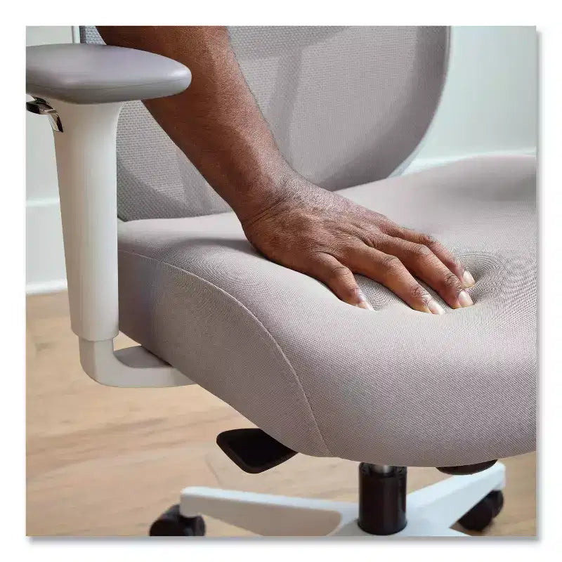 Chaise de bureau dossier maille réglable en hauteur gris/blanc