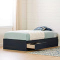 Lit plate-forme de rangement double avec 3 tiroirs bleu