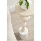 Table d'appoint ronde en bois de manguier 9"x22" style bohème blanc