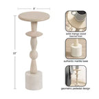 Table d'appoint ronde en bois de manguier 9"x22" style bohème blanc