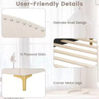 Lit de repos capitonné Twin/Double avec plateforme capitonnée et pieds en métal - Beige