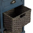 Meuble de rangement rustique avec 2 tiroirs et 4 paniers en rotin