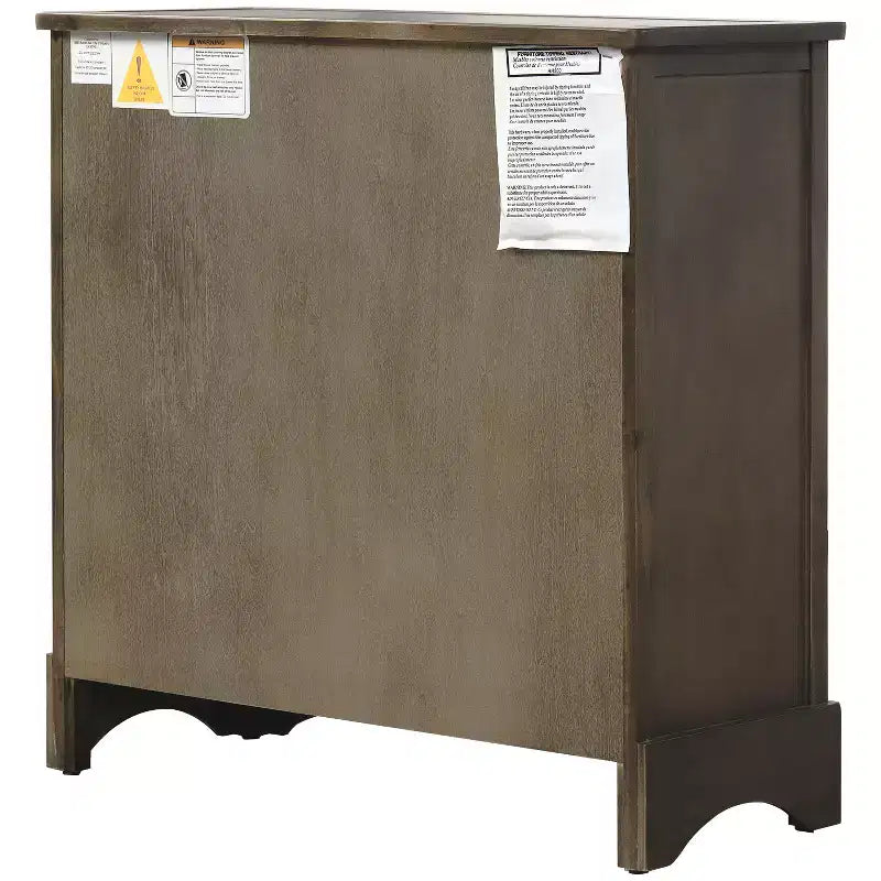 Meuble de rangement rustique avec 2 tiroirs et 4 paniers en rotin