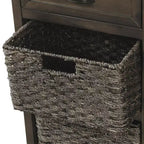 Meuble de rangement rustique avec 2 tiroirs et 4 paniers en rotin