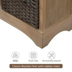 Meuble de rangement rustique avec 2 tiroirs et 4 paniers en rotin