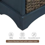 Meuble de rangement rustique avec 2 tiroirs et 4 paniers en rotin