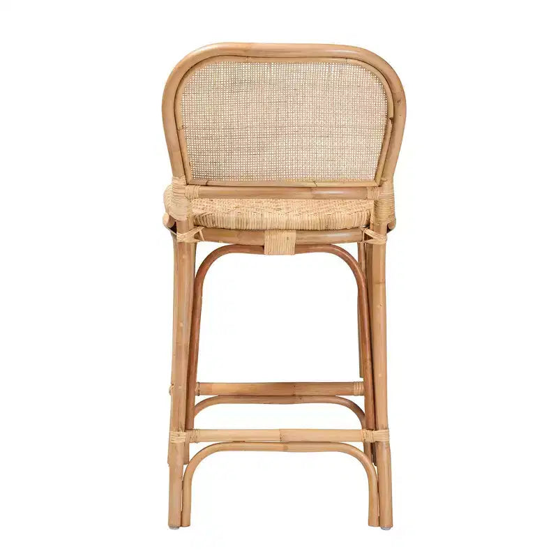 Baxton Studio Adrena Rattan Counter Height Barstool Natural Brown : Fixed Height, No Assembly, Spot Clean