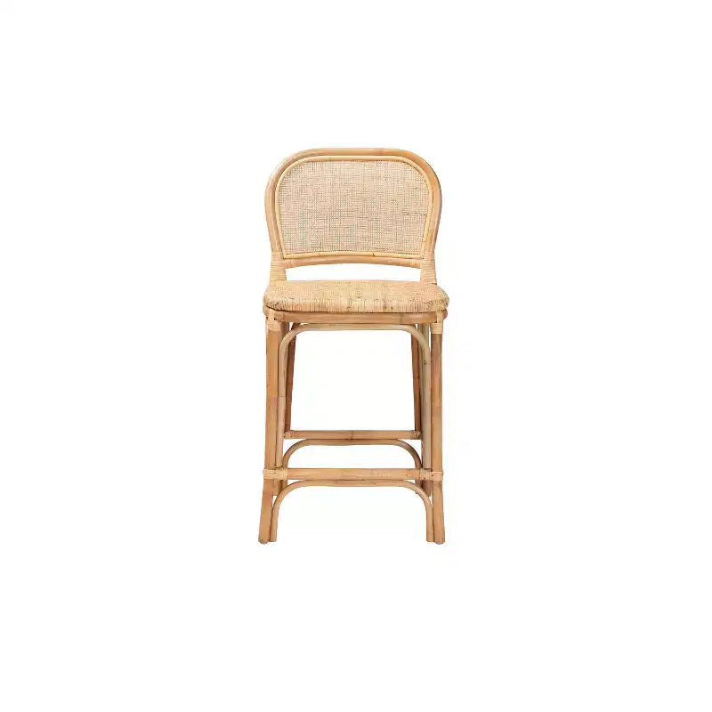 Tabouret de bar en rotin hauteur comptoir marron naturel – Hauteur fixe, aucun assemblage requis
