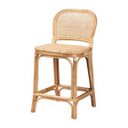 Tabouret de bar en rotin hauteur comptoir marron naturel – Hauteur fixe, aucun assemblage requis