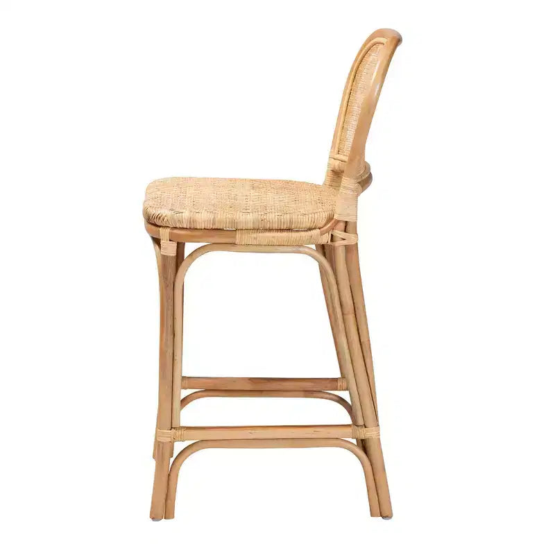 Tabouret de bar en rotin hauteur comptoir marron naturel – Hauteur fixe, aucun assemblage requis