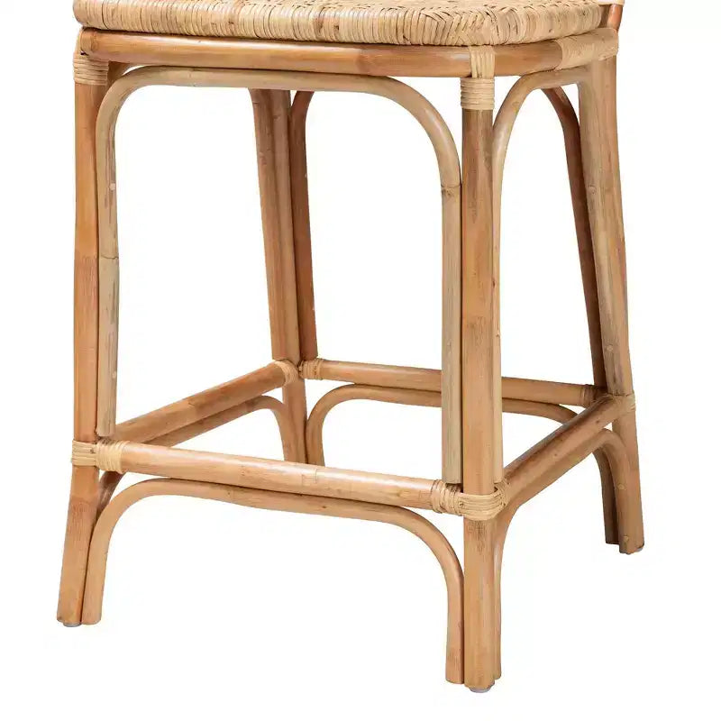 Tabouret de bar en rotin hauteur comptoir marron naturel – Hauteur fixe, aucun assemblage requis