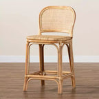 Tabouret de bar en rotin hauteur comptoir marron naturel – Hauteur fixe, aucun assemblage requis