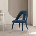Neda Modern Velvet Upholstered Dining Chair Midnight Blue - Manhattan Comfort: Elm Wood, Gold Tips, No Assembly