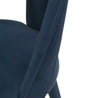 Chaise de salle à manger moderne en velours bleu nuit – Bois d'orme, pointes dorées, aucun assemblage requis
