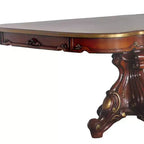 Table de salle à manger à double piédestal de 120 po en chêne miel