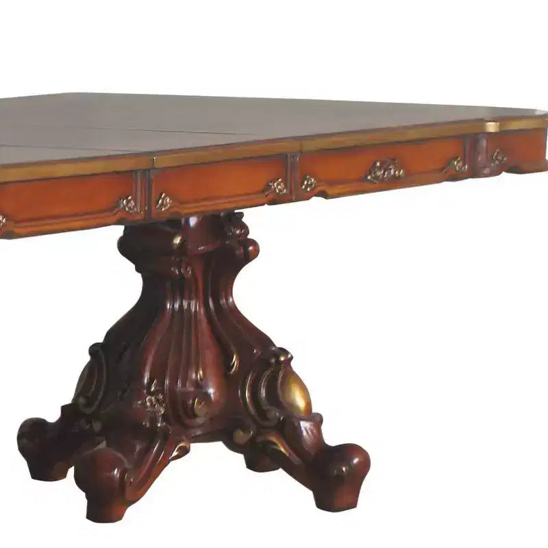 Table de salle à manger à double piédestal de 120 po en chêne miel