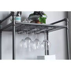 Porte-bouteilles et verres de sol de 26 po Chêne antique et gris sablé