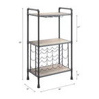 Porte-bouteilles et verres de sol de 26 po Chêne antique et gris sablé