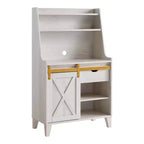 Downes Farmhouse Baker's Rack: Storage Drawer, 4 Shelves, White Oak - miBasics