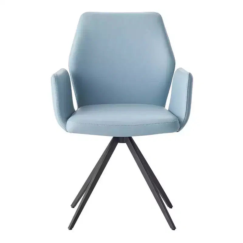 24" Segismunda Accent Chair Light Blue Leather/Black Finish - Acme Furniture