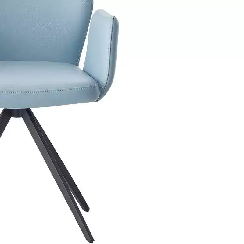 Fauteuil d'appoint 24 po en cuir bleu clair/fini noir