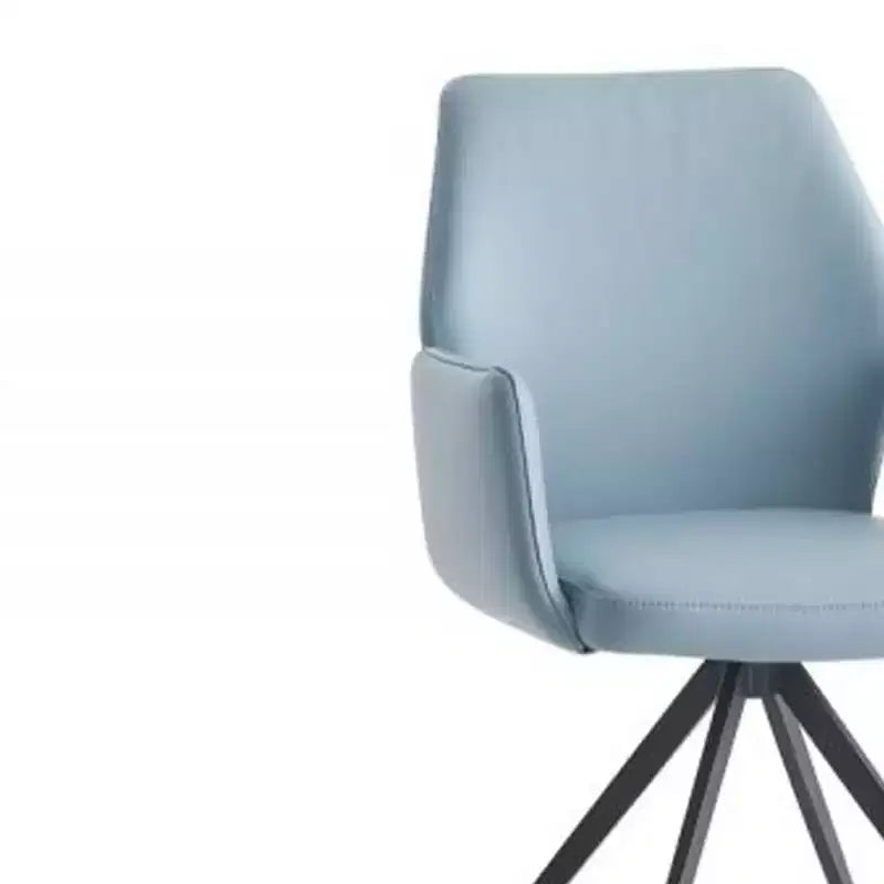 Fauteuil d'appoint 24 po en cuir bleu clair/fini noir