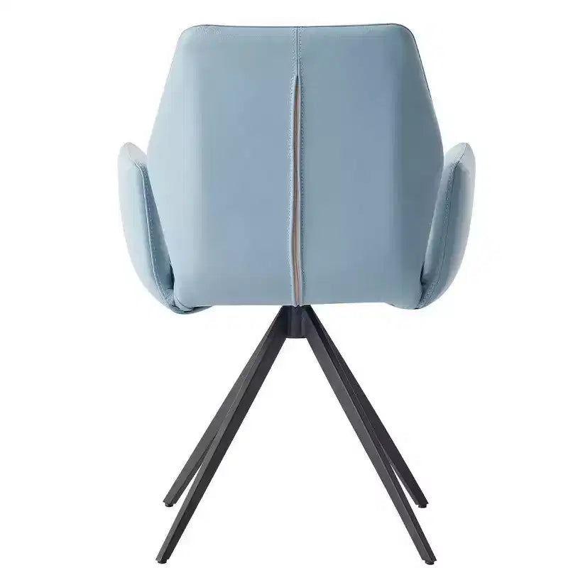 Fauteuil d'appoint 24 po en cuir bleu clair/fini noir