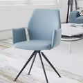 Fauteuil d'appoint 24 po en cuir bleu clair/fini noir
