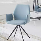 Fauteuil d'appoint 24 po en cuir bleu clair/fini noir