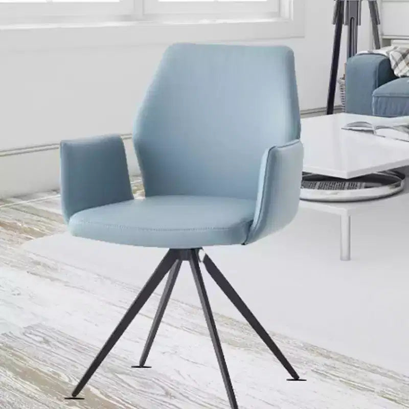 Fauteuil d'appoint 24 po en cuir bleu clair/fini noir