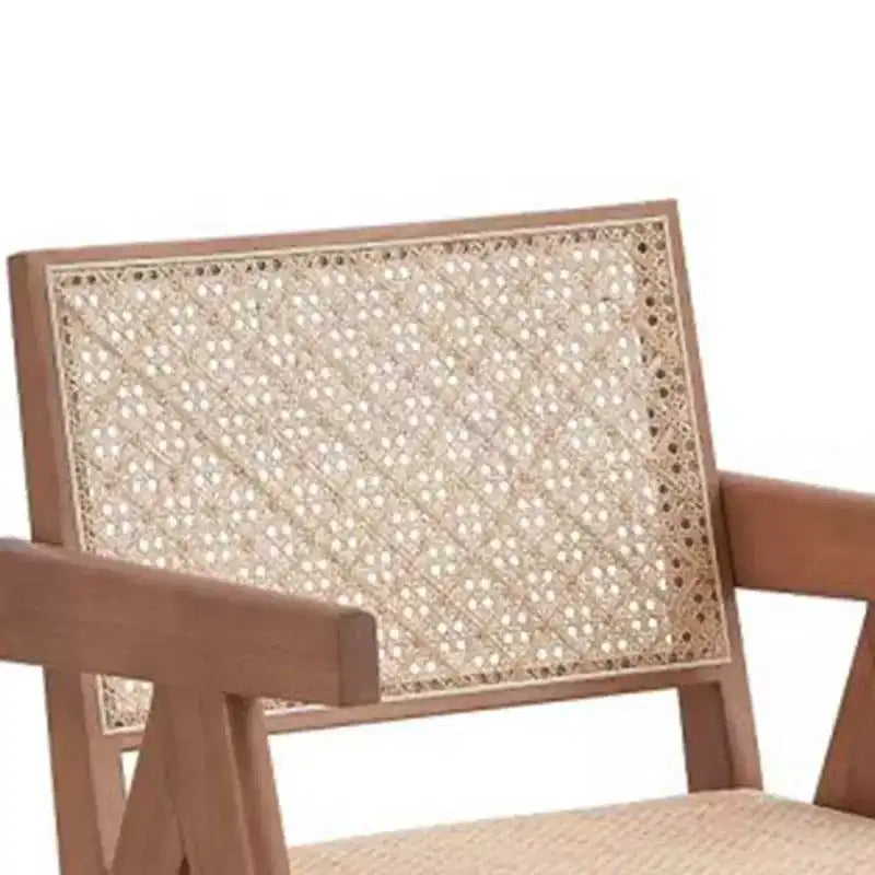 Fauteuil d'appoint en rotin 24 po, fini naturel – Revêtement en cuir, capitonné