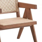 Fauteuil d'appoint en rotin 24 po, fini naturel – Revêtement en cuir, capitonné