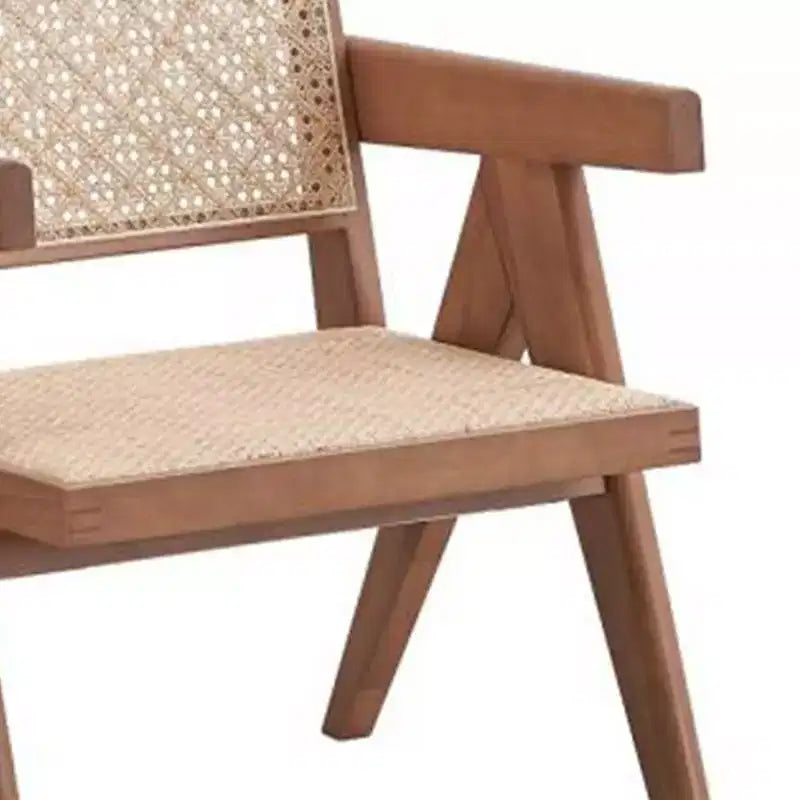Fauteuil d'appoint en rotin 24 po, fini naturel – Revêtement en cuir, capitonné