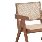 Fauteuil d'appoint en rotin 24 po, fini naturel – Revêtement en cuir, capitonné