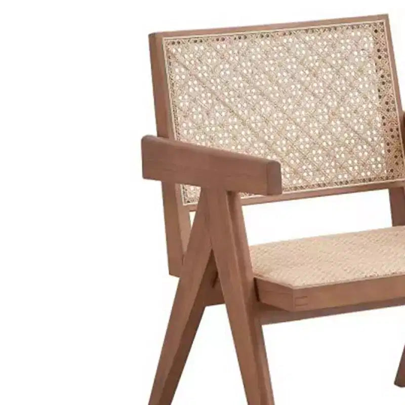 Fauteuil d'appoint en rotin 24 po, fini naturel – Revêtement en cuir, capitonné