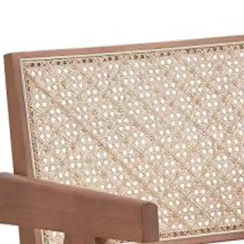 Fauteuil d'appoint en rotin 24 po, fini naturel – Revêtement en cuir, capitonné