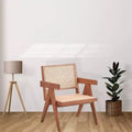 Fauteuil d'appoint en rotin 24 po, fini naturel – Revêtement en cuir, capitonné