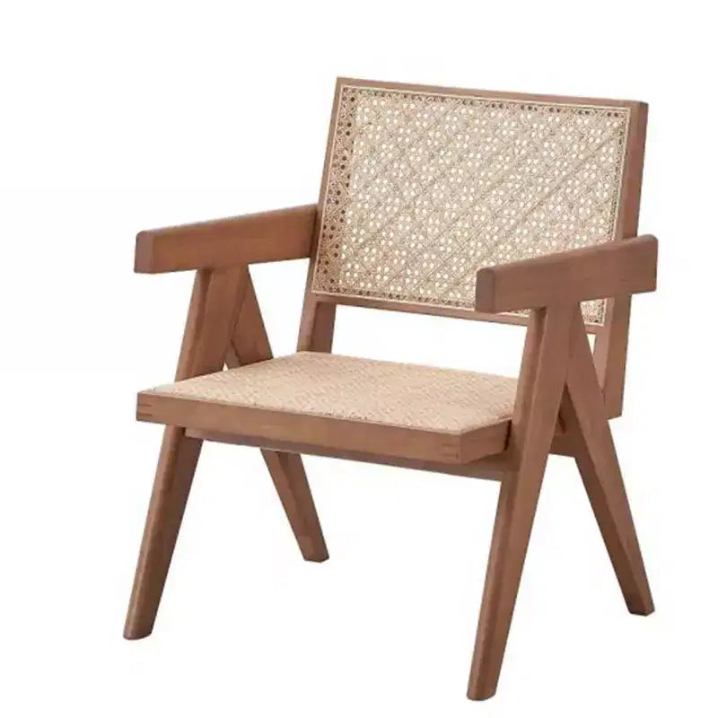 Fauteuil d'appoint en rotin 24 po, fini naturel – Revêtement en cuir, capitonné